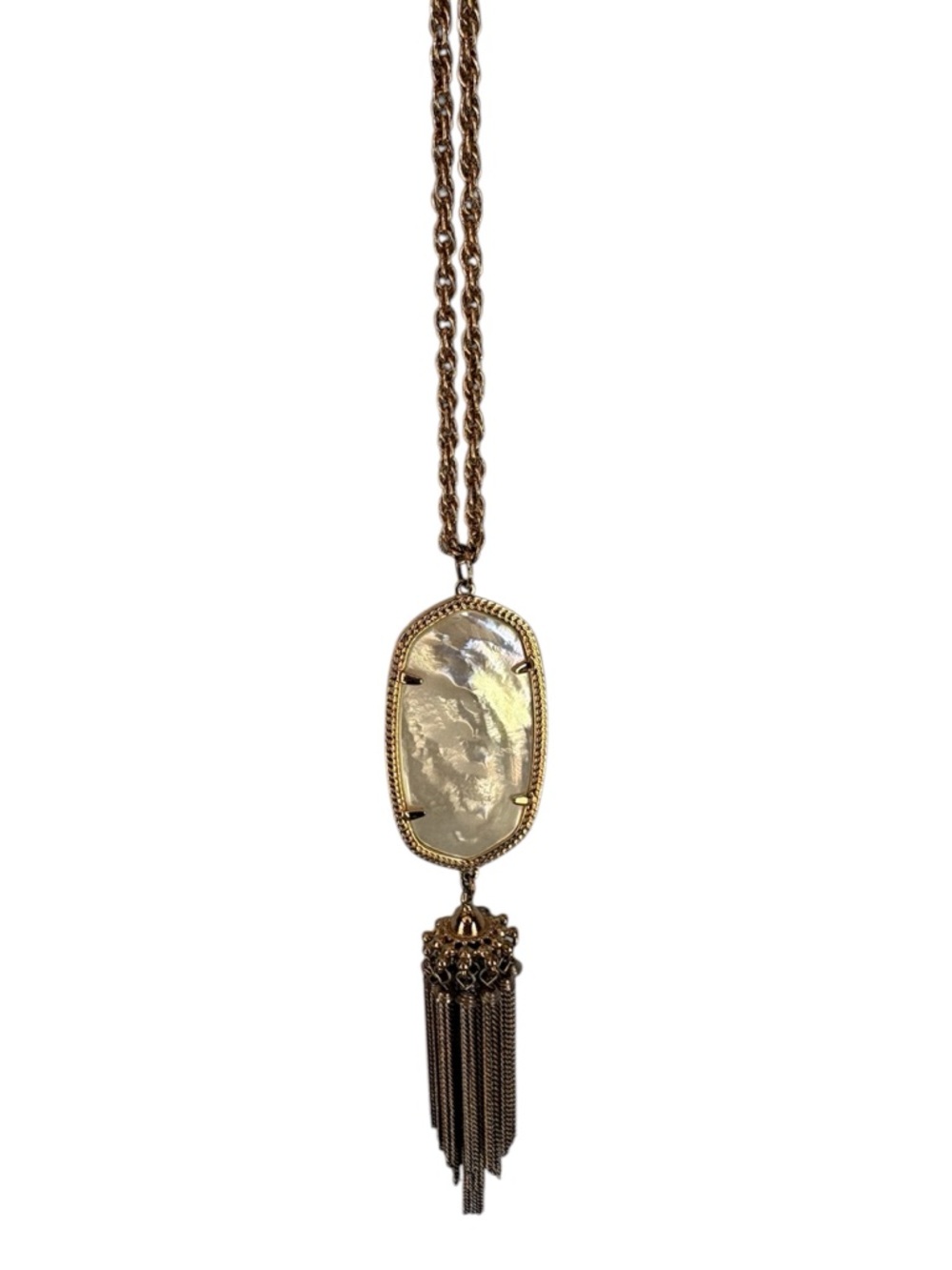 Kendra Scott Rayne Long Tassel Necklace Ivory Mother of Pearl & Gold